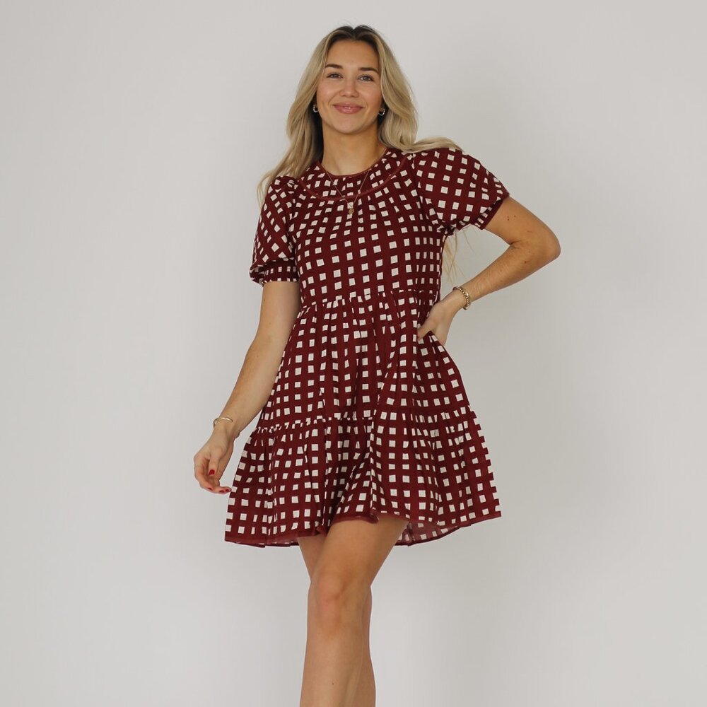 Find me now cooper Checkered Mini Dress
